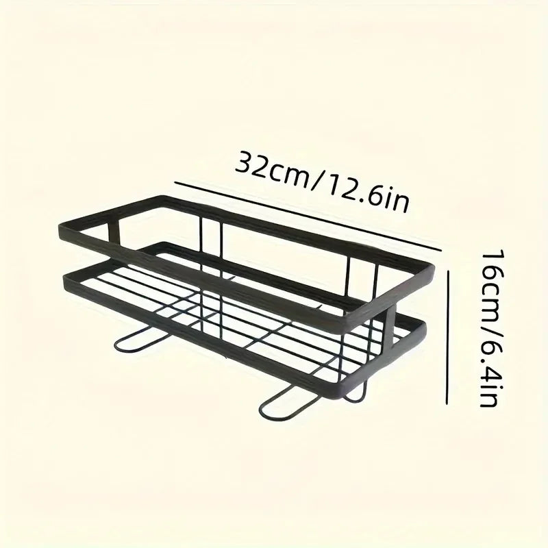 Over-the-Toilet Storage Shelf | Metal Bathroom Organizer Rack | White & Black