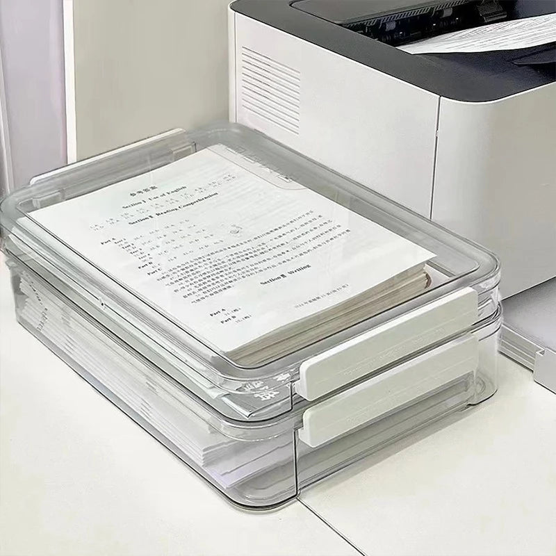 Document Certificate Important Storage Box Paper Organizer Stackable Storage Box Transparent Desktop Storage