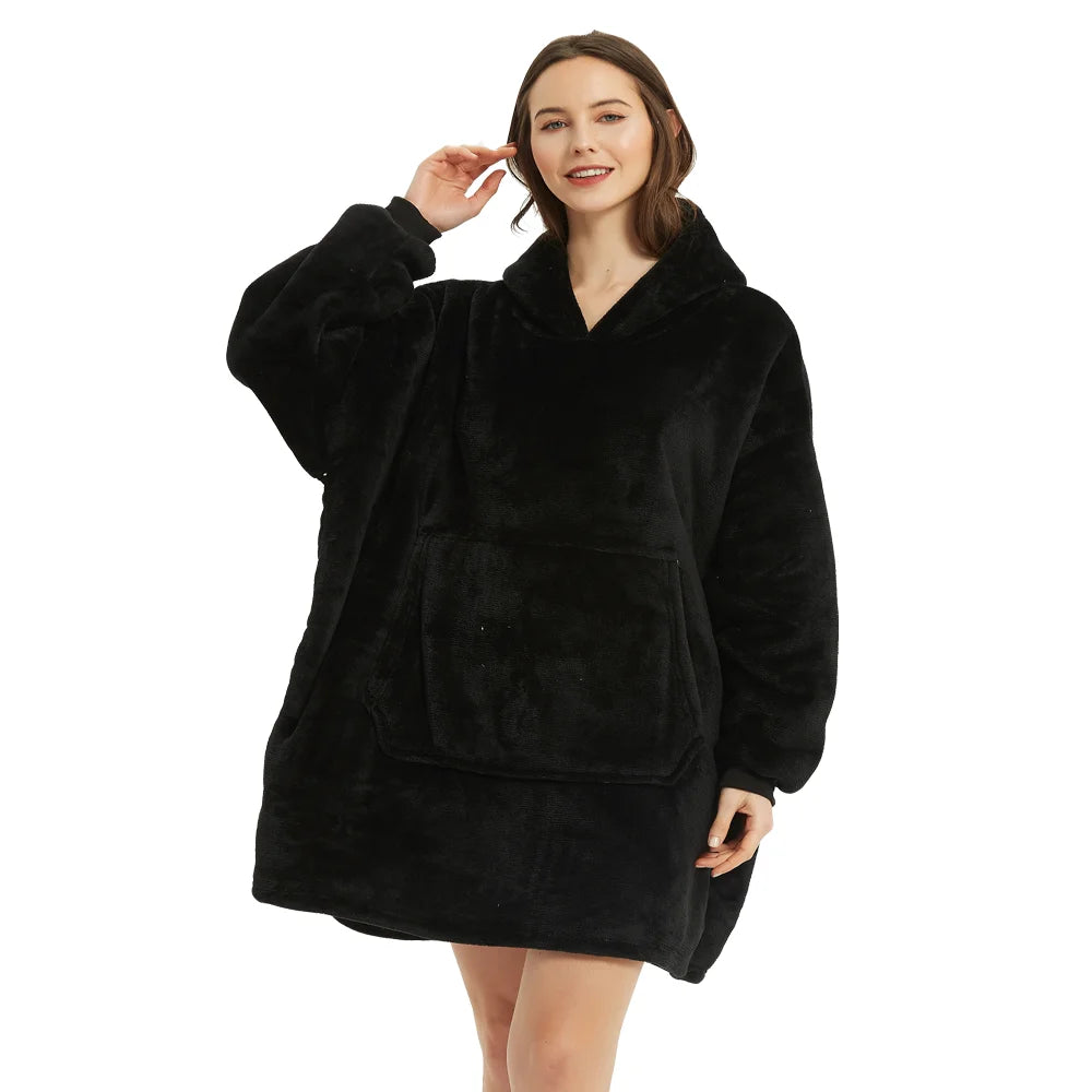 Wearable Blanket Hoodie – Ultra Plush Sherpa Fleece with Sleeves & Hood