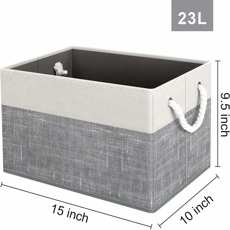 Foldable Storage Baskets for Organizing Toys, Books, Shelves, Closet, Large Storage Box with Rope Handles, Sturdy Organizer Bins