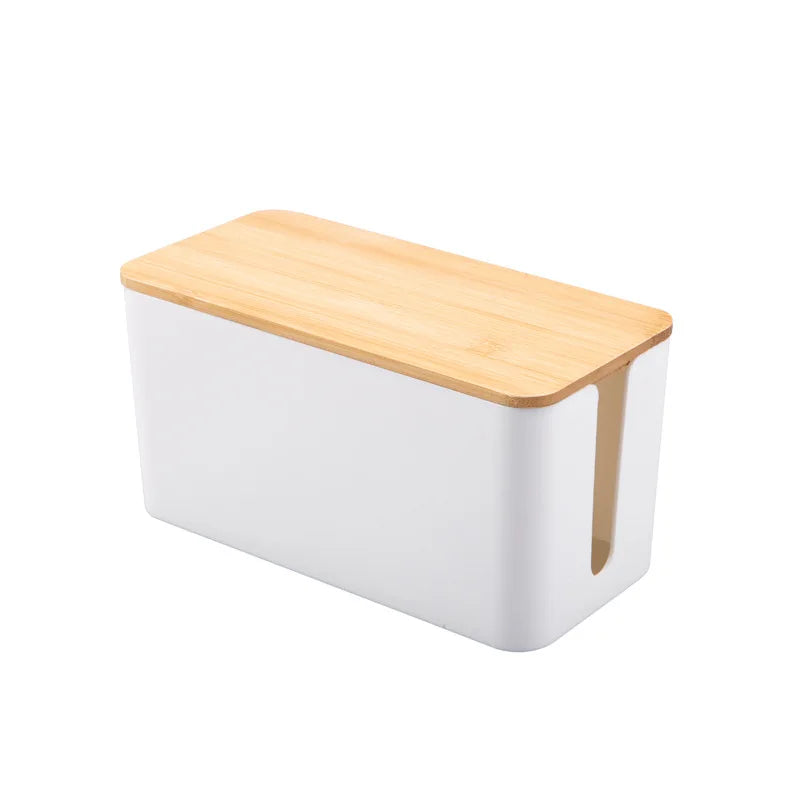 Bamboo Cable & Wire Storage Organizer Box
