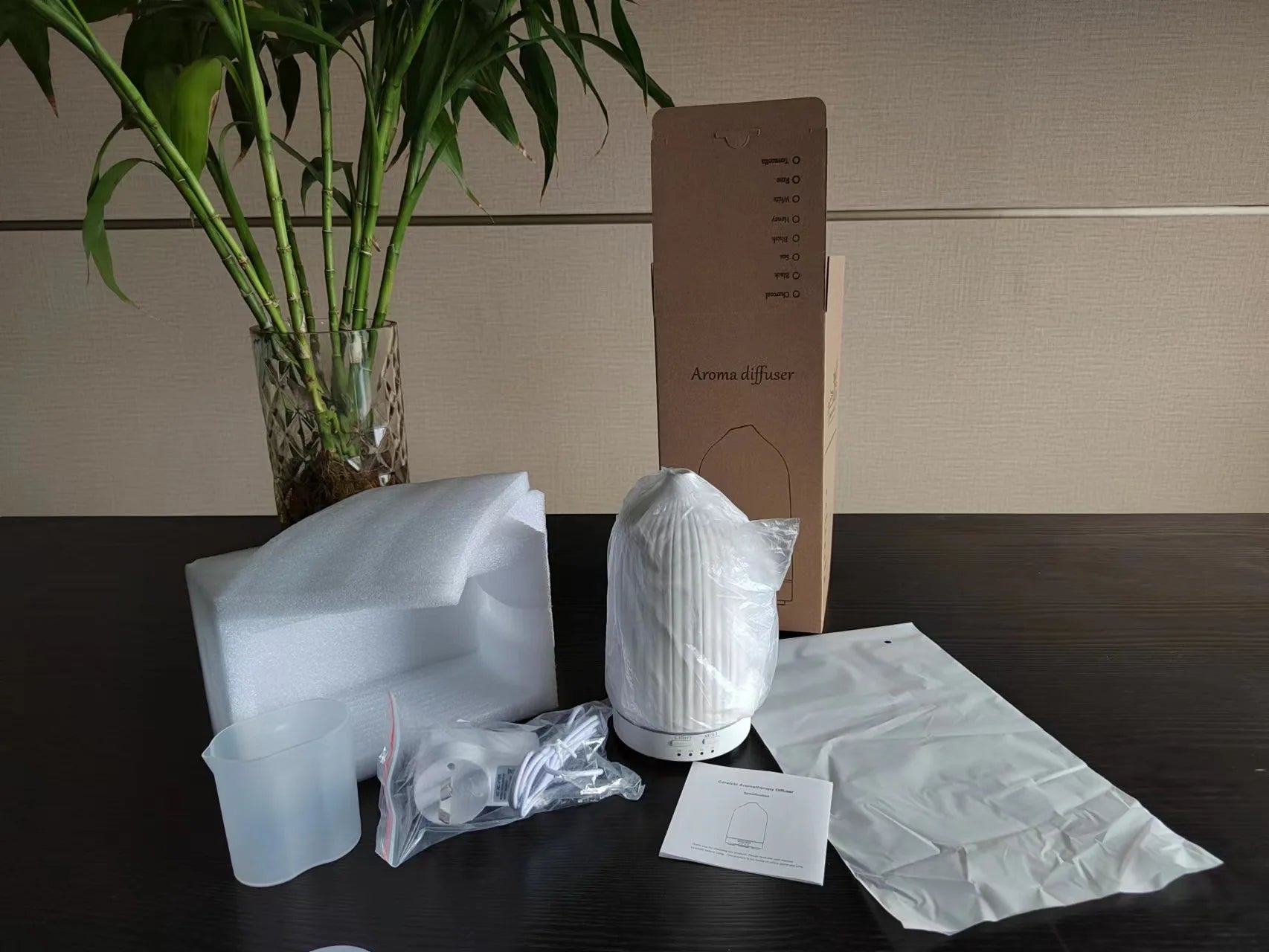 Ceramic Ultrasonic Essential Oil Diffuser & Humidifier with Color-Changing Light
