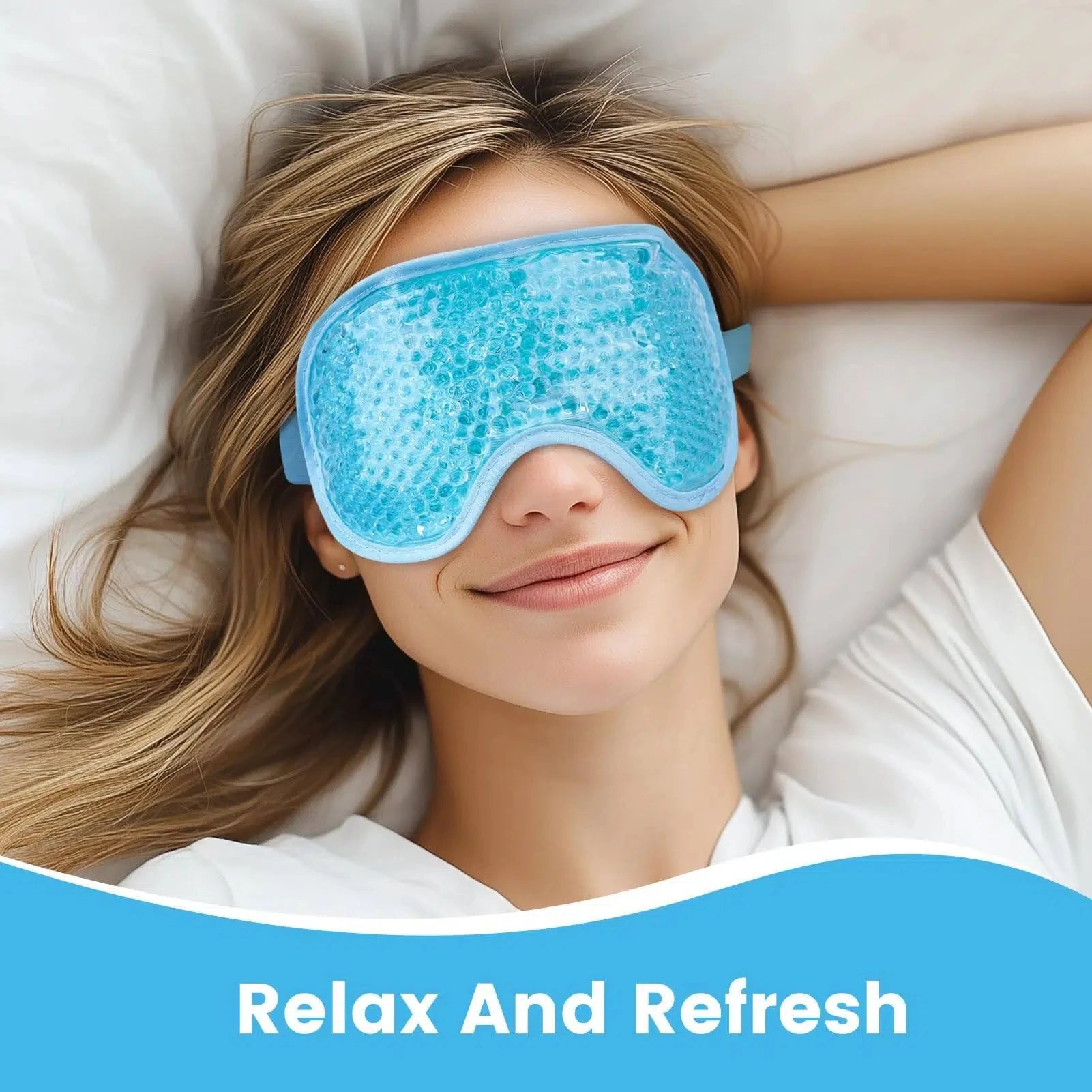 Cooling Gel Bead Eye Mask – Reusable Cold & Hot Compress for Puffy Eyes