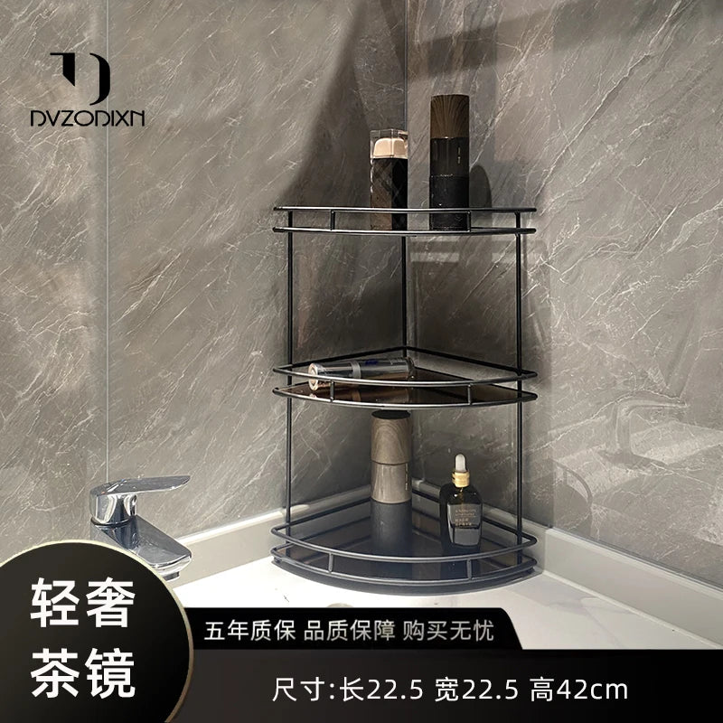 Black Wall-Mounted Bathroom Corner Shelf | 2 & 3 Tier Waterproof Organizer