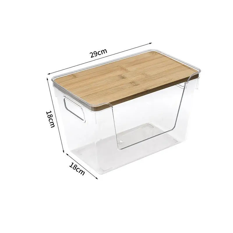 Stackable Pantry Organizers With Wooden Lids Kitchen Storage Clear Bins Under Sink Organizer For Onion Potato Fruit Vegetables