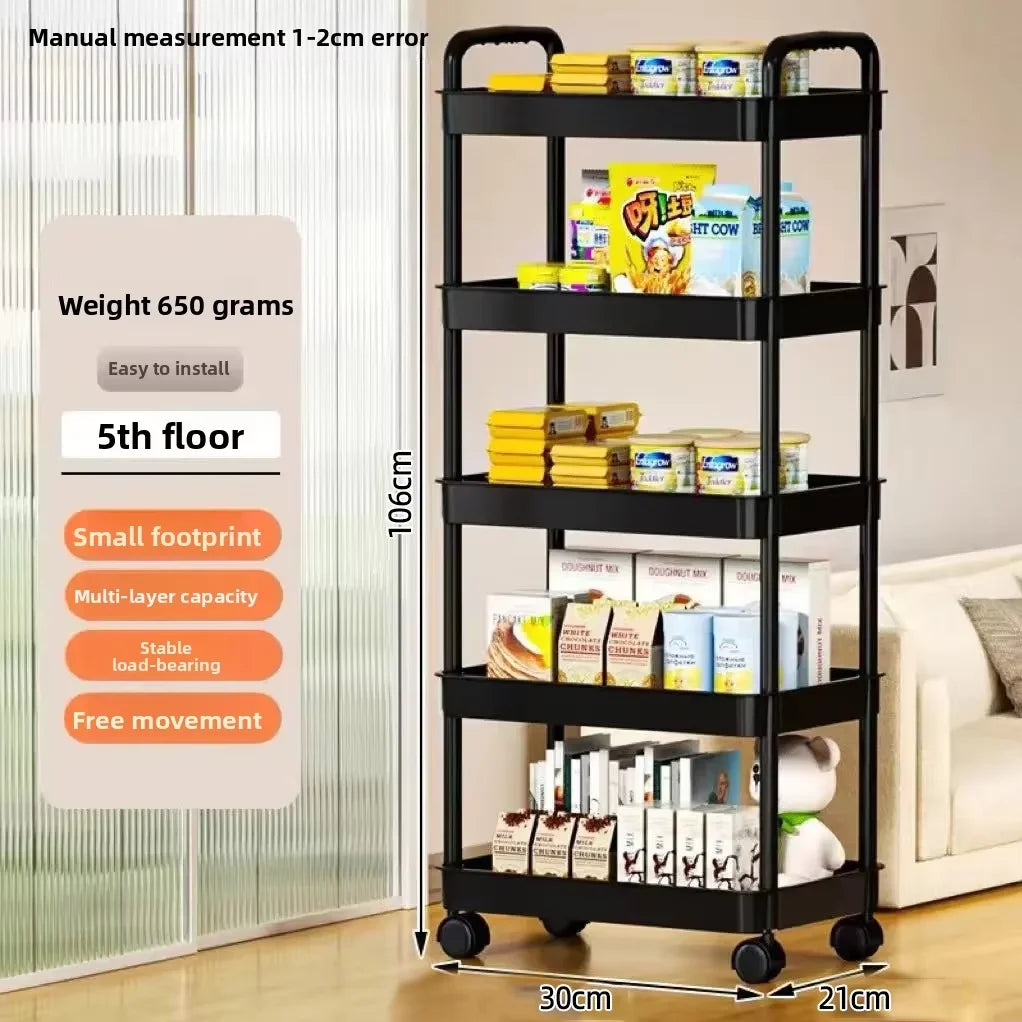 5-Tier Rolling Storage Cart with Wheels