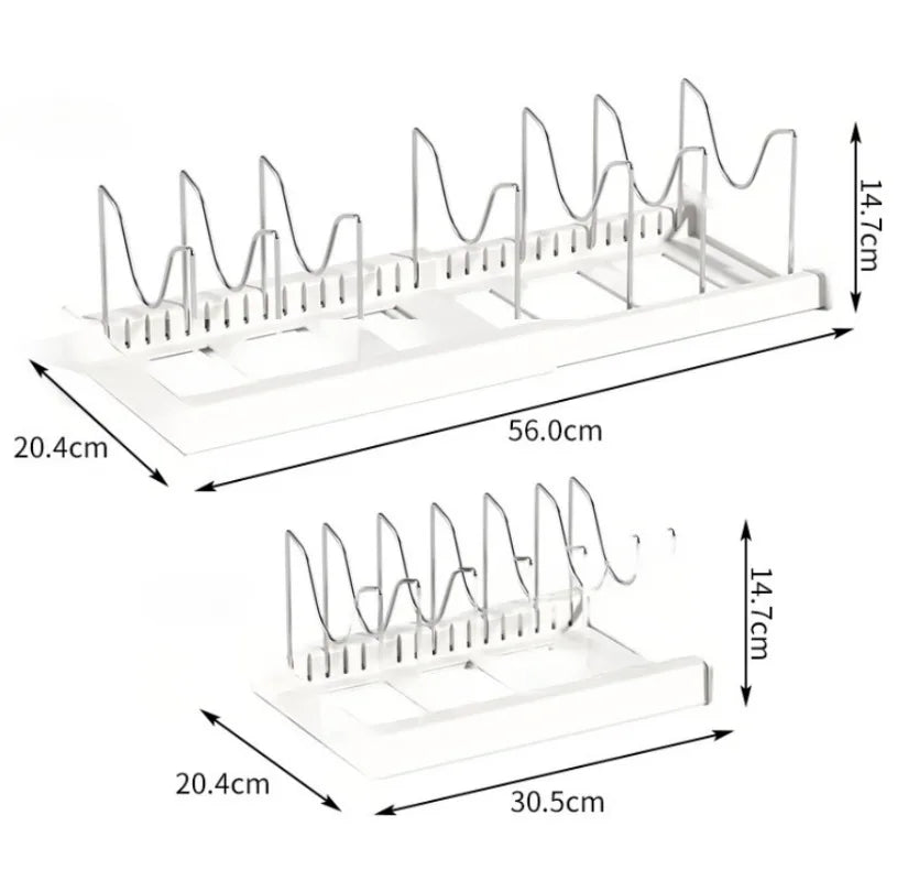 Expandable Cabinet Pot & Pan Organizer – Adjustable Divider Rack for Pots, Pans & Lids