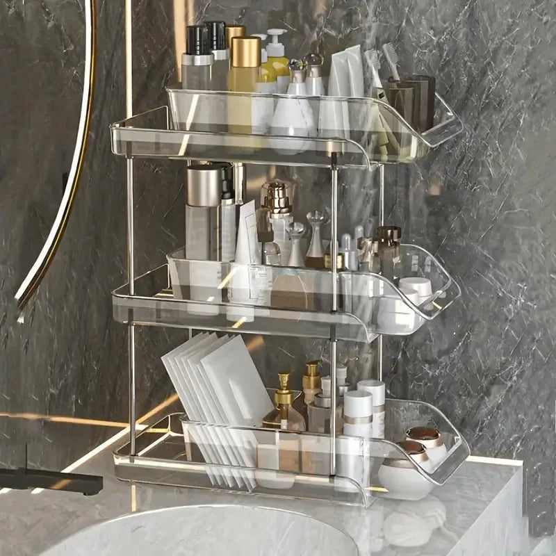 Clear Pull-Out Bathroom Organizer | 2 & 3 Tier Under-Sink Storage Rack