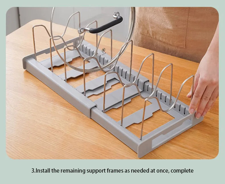 Expandable Cabinet Pot & Pan Organizer – Adjustable Divider Rack for Pots, Pans & Lids