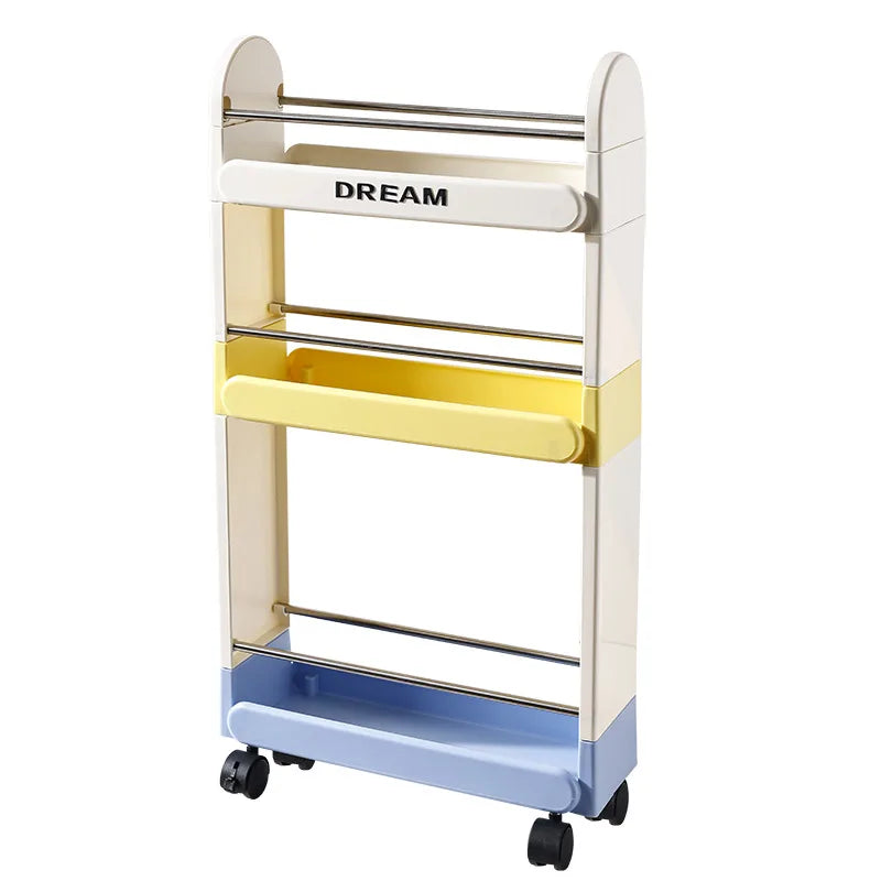 Multi-Tier Bathroom Floor Shelf Adjustable 5-Layer Shower Organizer with Wheels Space-Saving Storage Rack for Kitchen Essentials