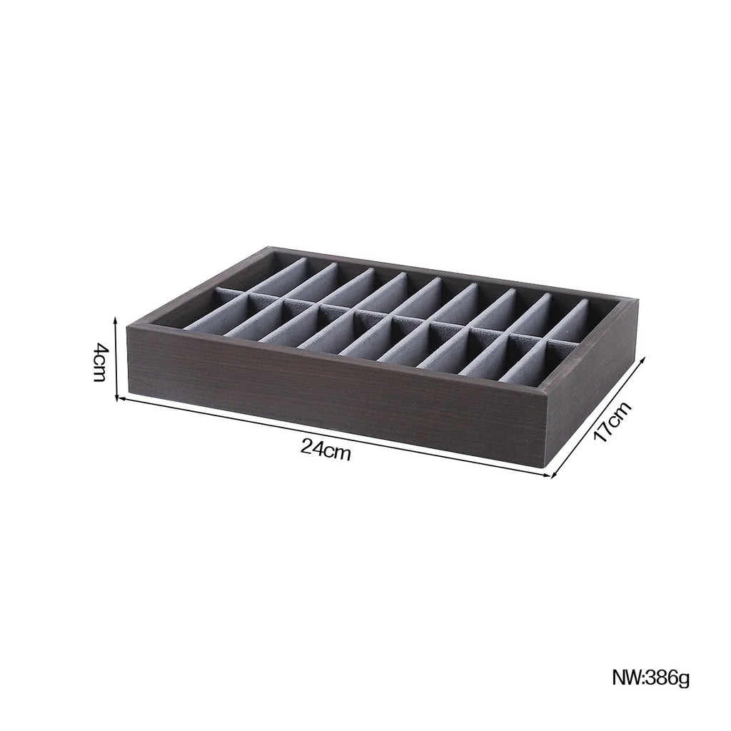 Wooden Velvet Jewelry Tray Organizer Stackable Drawer Insert for Bracelets & Watches For Women Jewelry Storage