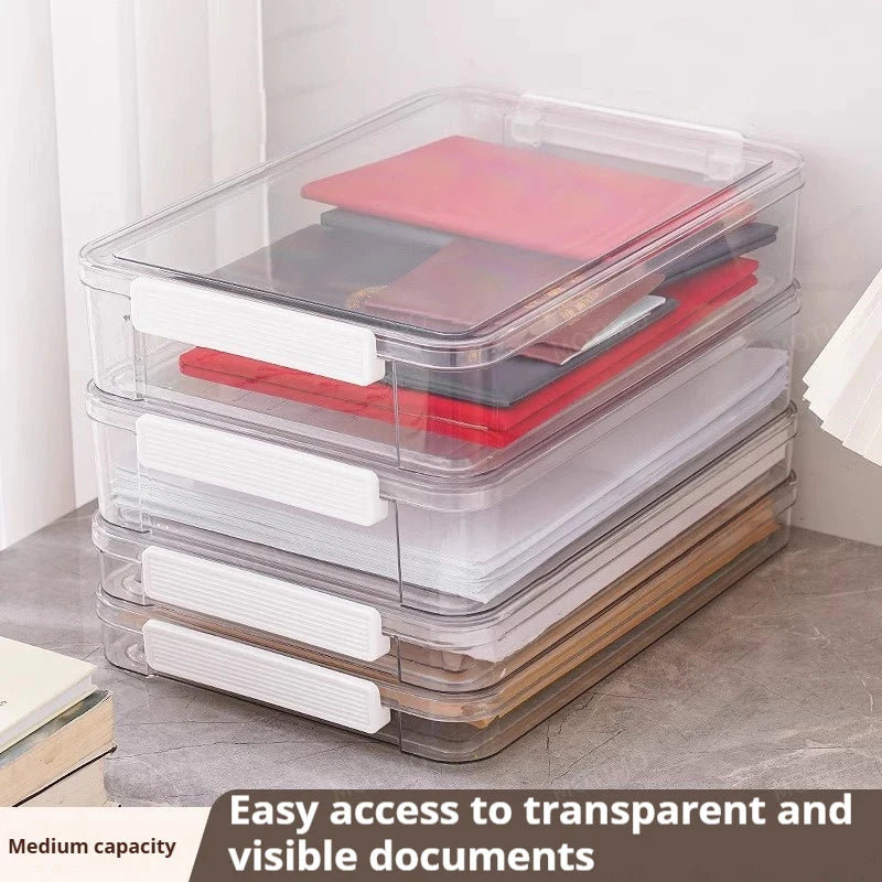 Document Certificate Important Storage Box Paper Organizer Stackable Storage Box Transparent Desktop Storage