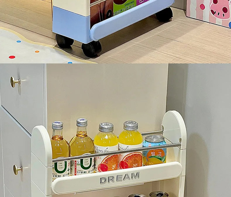Multi-Tier Bathroom Floor Shelf Adjustable 5-Layer Shower Organizer with Wheels Space-Saving Storage Rack for Kitchen Essentials