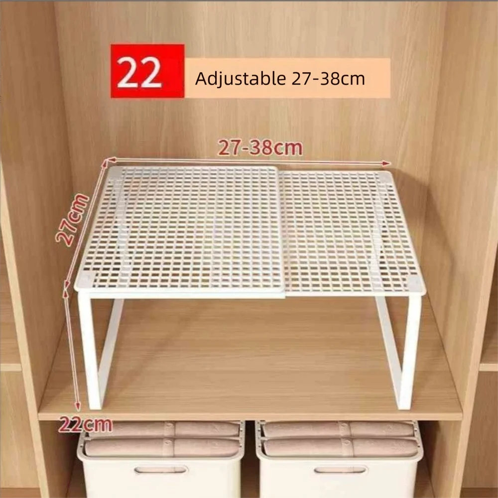 Adjustable Expandable Closet Shelf | Stackable Wardrobe Divider & Cabinet Organizer | Black & White