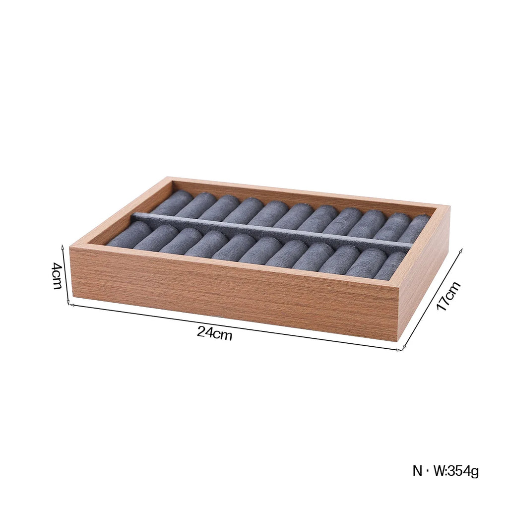Wooden Velvet Jewelry Tray Organizer Stackable Drawer Insert for Bracelets & Watches For Women Jewelry Storage