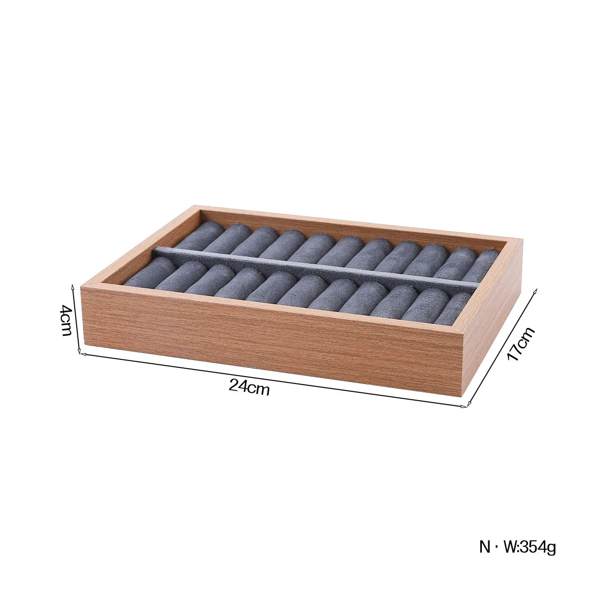 Wooden Velvet Jewelry Tray Organizer Stackable Drawer Insert for Bracelets & Watches For Women Jewelry Storage