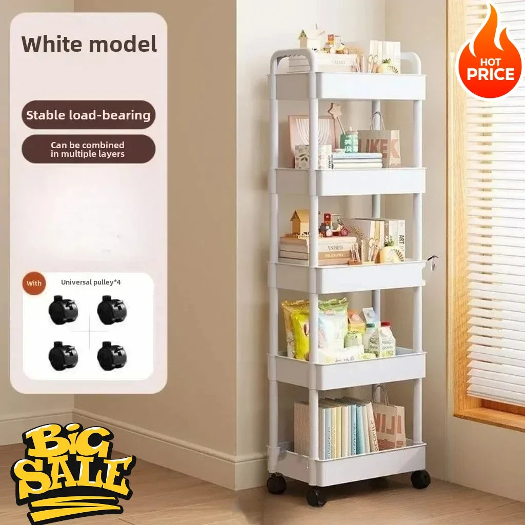5-Tier Rolling Storage Cart with Wheels Mobile MultiPurpose Organizer Ideal for Kitchen Bathroom Bedroom Snacks and Books