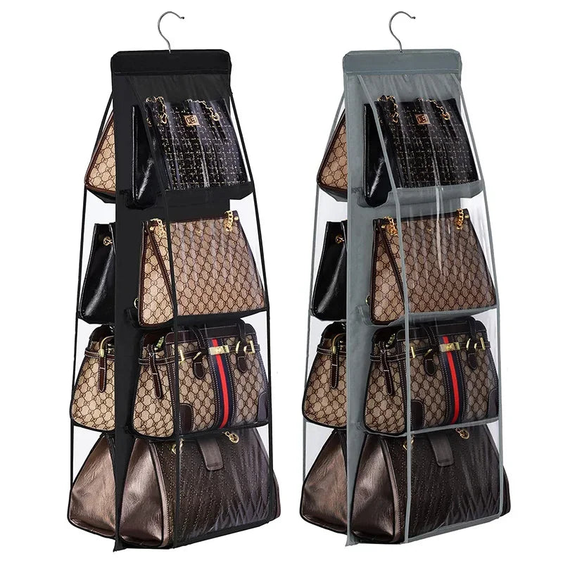 Hanging Handbag & Purse Organizer for Closet | 6-Grid Oxford Cloth Storage Hanger