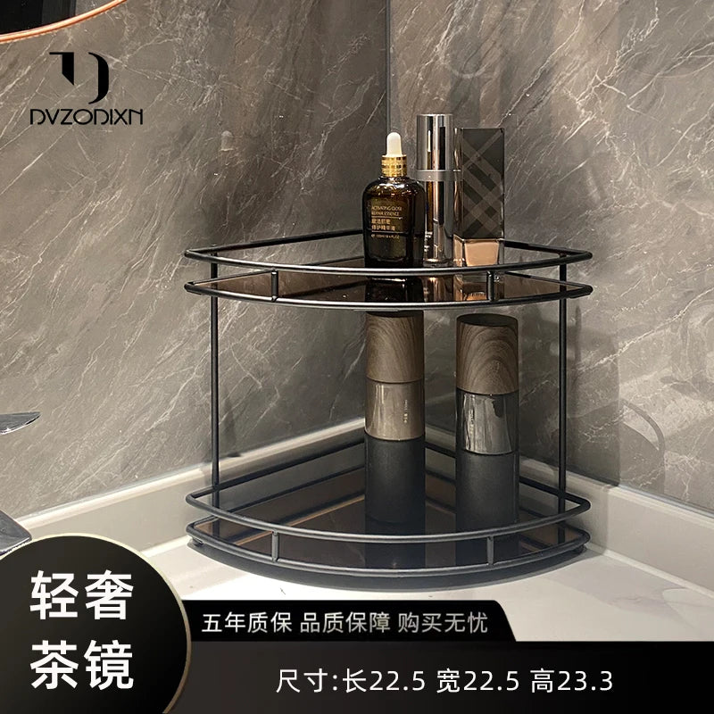 Black Wall-Mounted Bathroom Corner Shelf | 2 & 3 Tier Waterproof Organizer