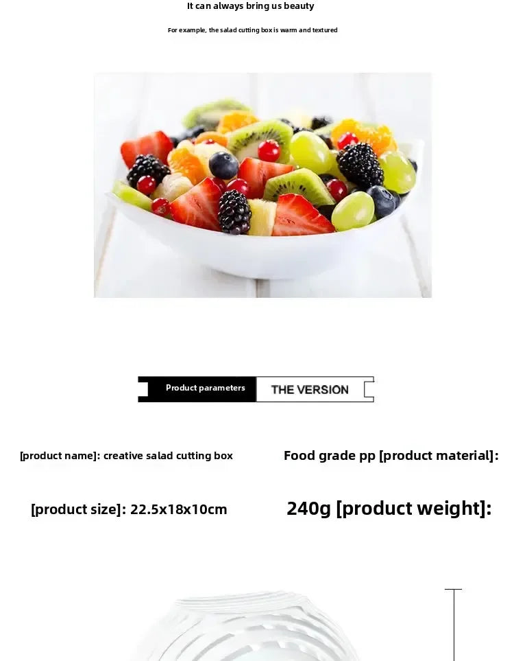 Salad Cutter Bowl – Vegetable & Fruit Slicing Bowl for Fast Meal Prep, No Cutting Board Needed