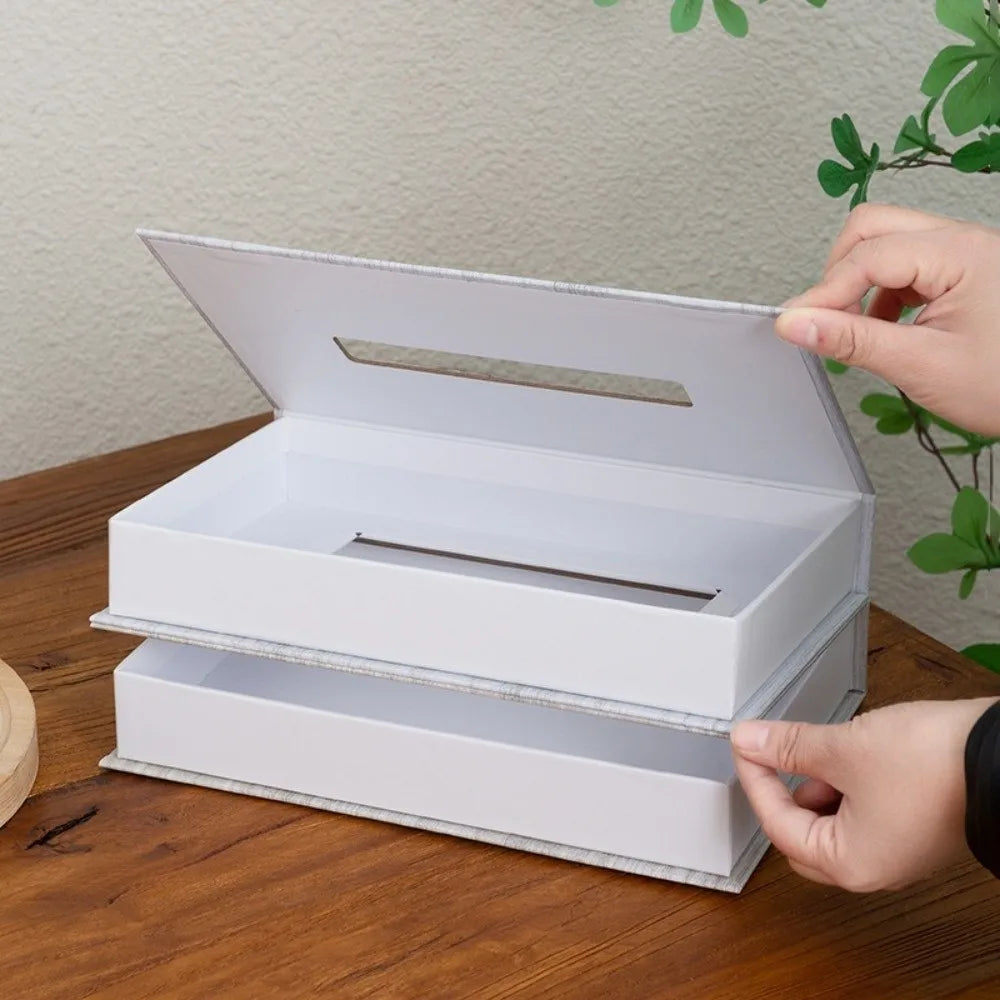 Retro Book-Style Decorative Tissue Box Cover | Double-Layer Paper Storage | 3 Designs