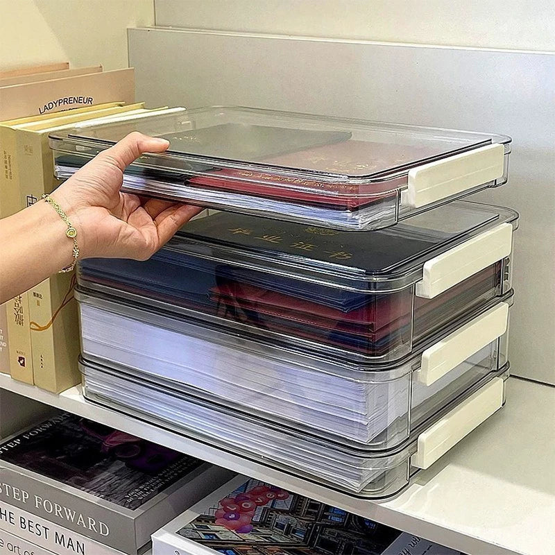 Document Certificate Important Storage Box Paper Organizer Stackable Storage Box Transparent Desktop Storage