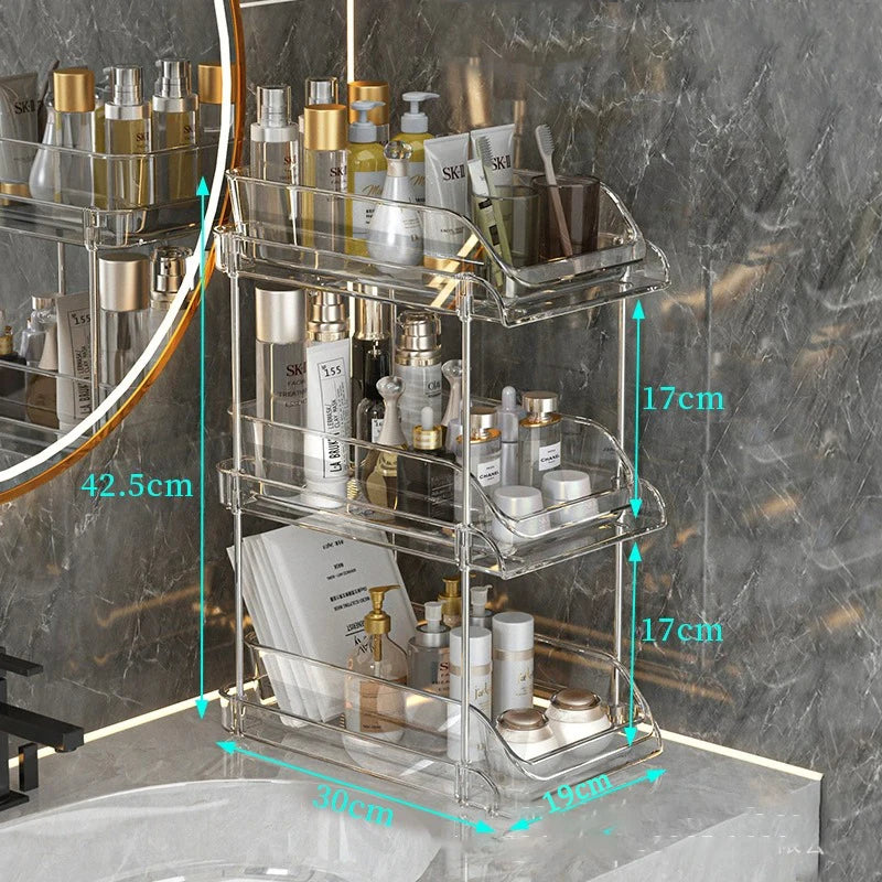 Clear Pull-Out Bathroom Organizer | 2 & 3 Tier Under-Sink Storage Rack
