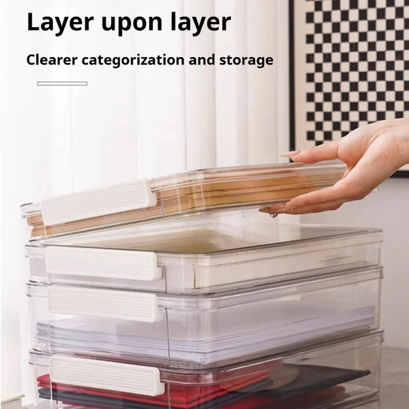 Document Certificate Important Storage Box Paper Organizer Stackable Storage Box Transparent Desktop Storage