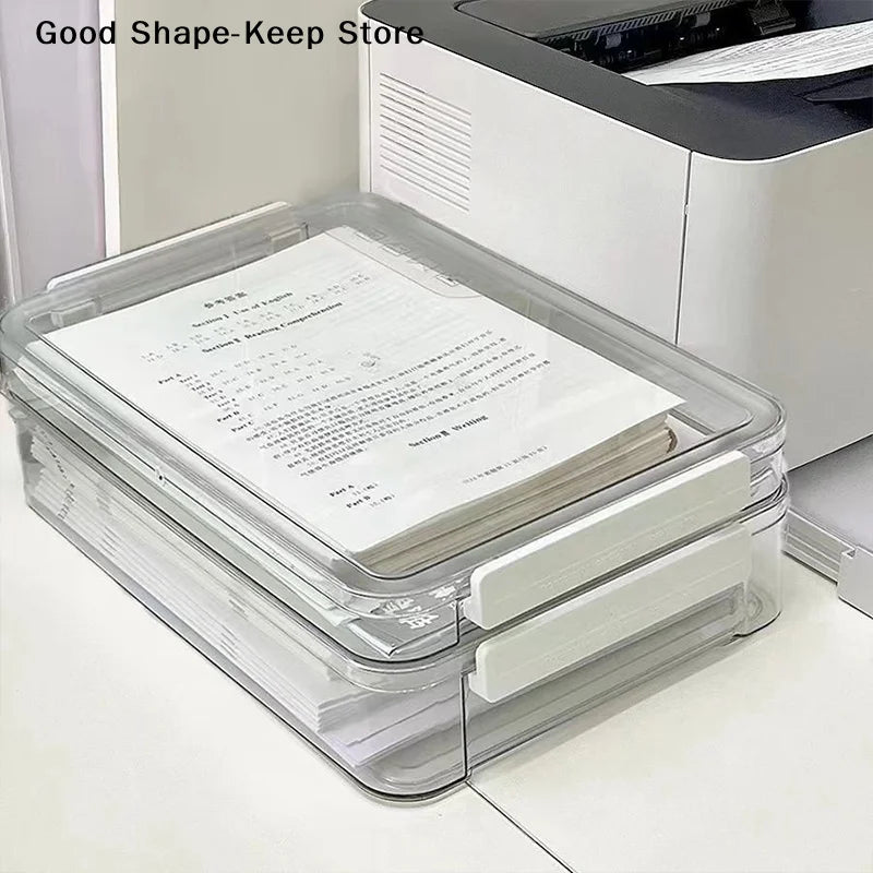 Document Certificate Important Storage Box Paper Organizer Stackable Storage Box Transparent Desktop Storage