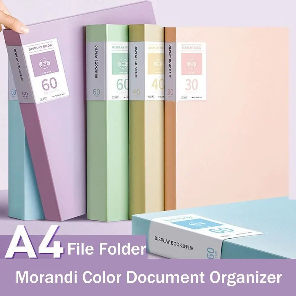 Desktop Storage A4 File Organizer Multifunctional Morandi Color A4 File Paper Folder Waterproof Large Capacity Document Holder