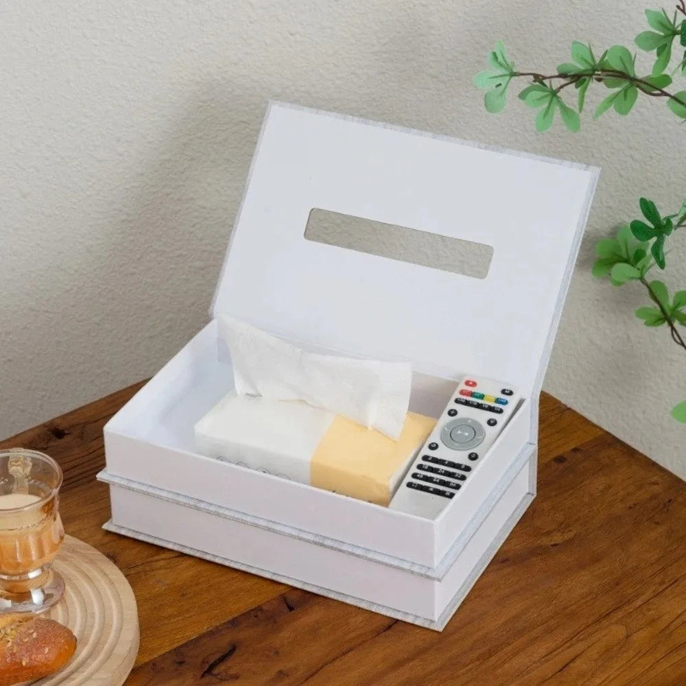 Retro Book-Style Decorative Tissue Box Cover | Double-Layer Paper Storage | 3 Designs
