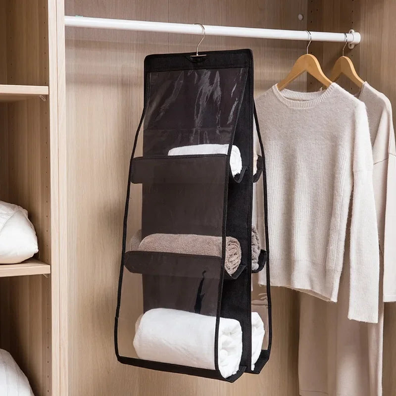 Hanging Handbag & Purse Organizer for Closet | 6-Grid Oxford Cloth Storage Hanger