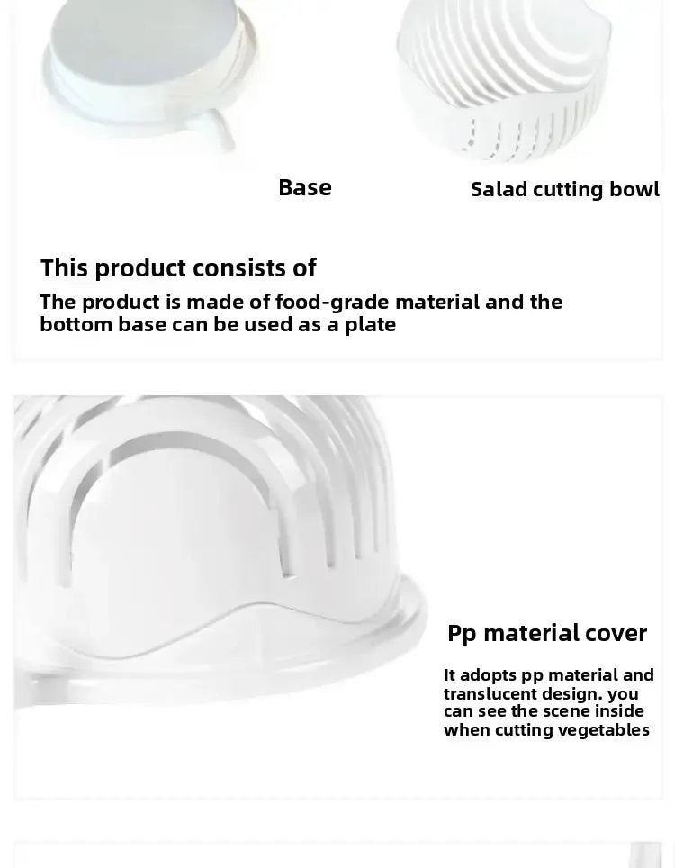 Salad Cutter Bowl – Vegetable & Fruit Slicing Bowl for Fast Meal Prep, No Cutting Board Needed