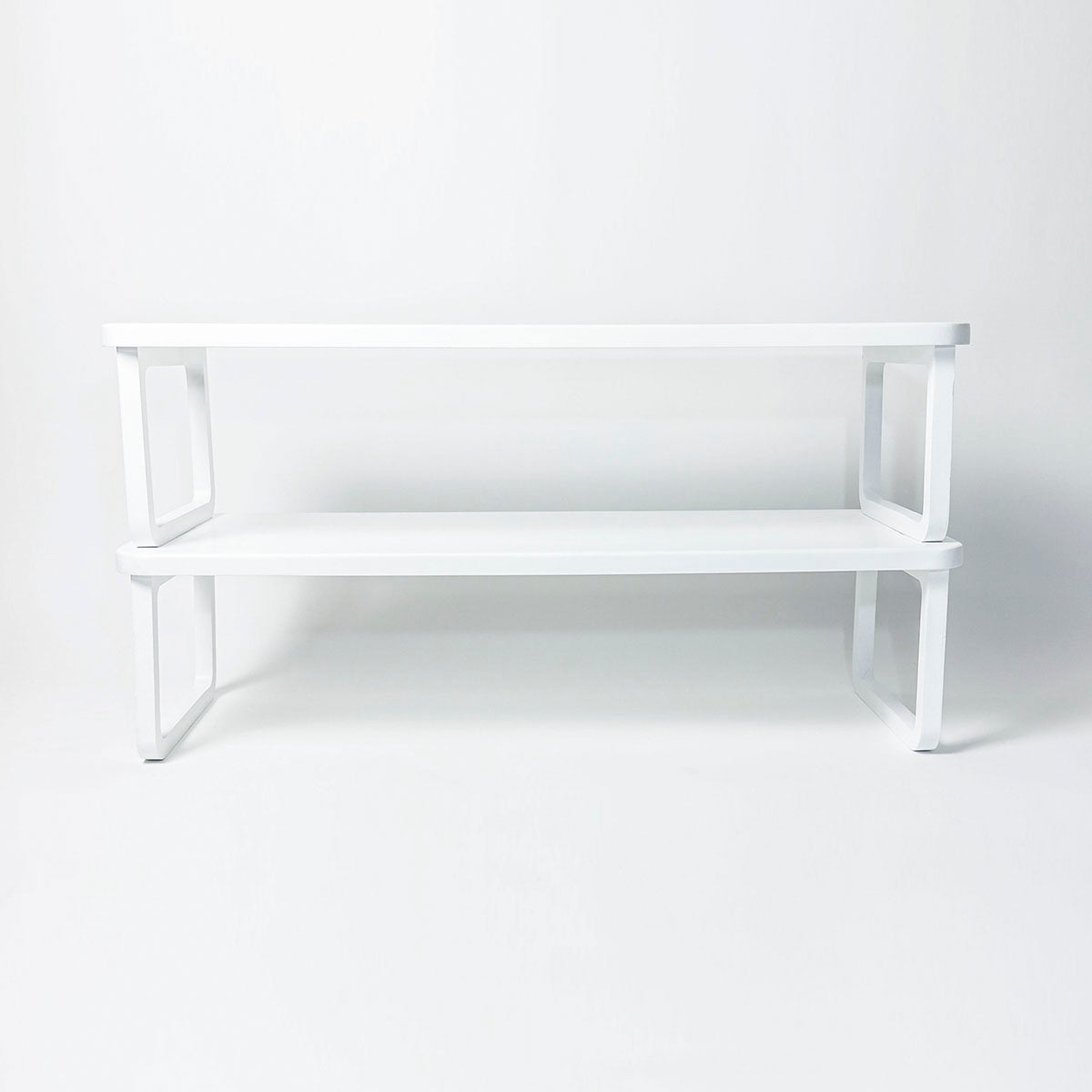 White wooden shoe shelf