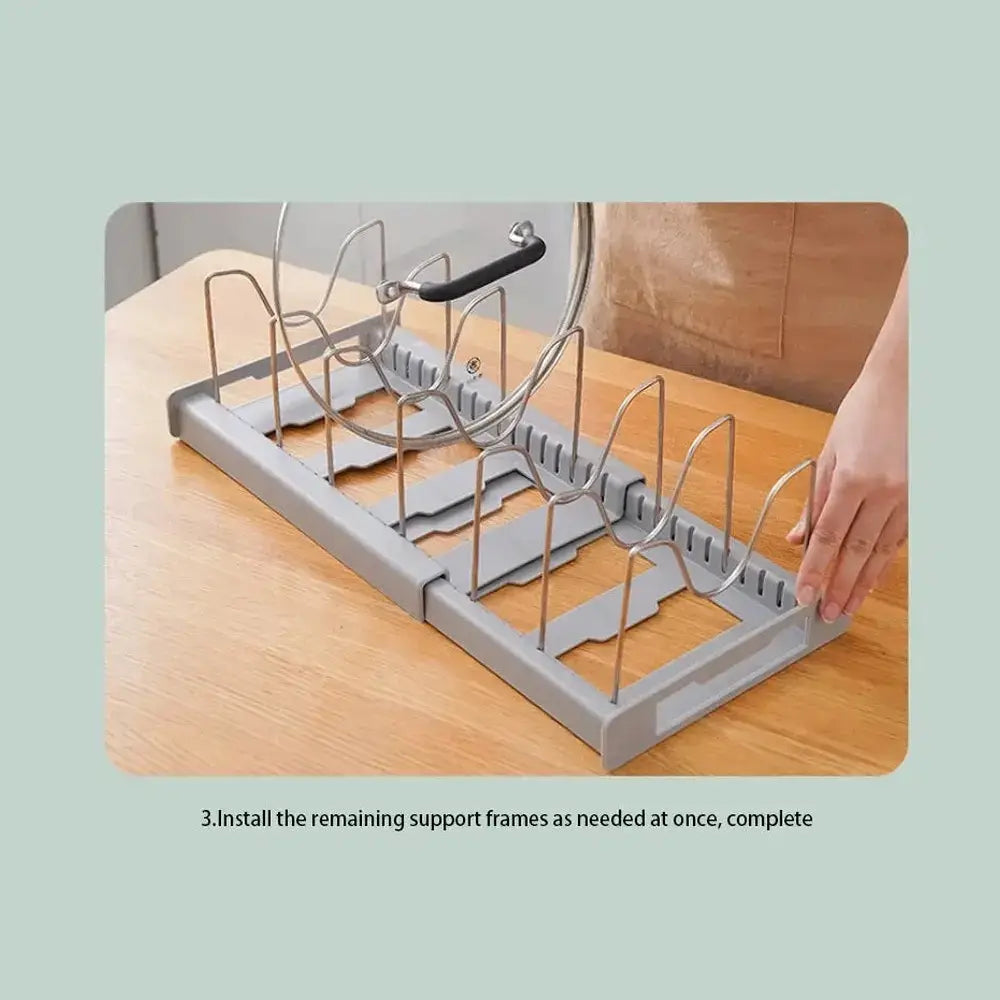 Expandable Cabinet Pot & Pan Organizer – Adjustable Divider Rack for Pots, Pans & Lids – Cabinet Organizer