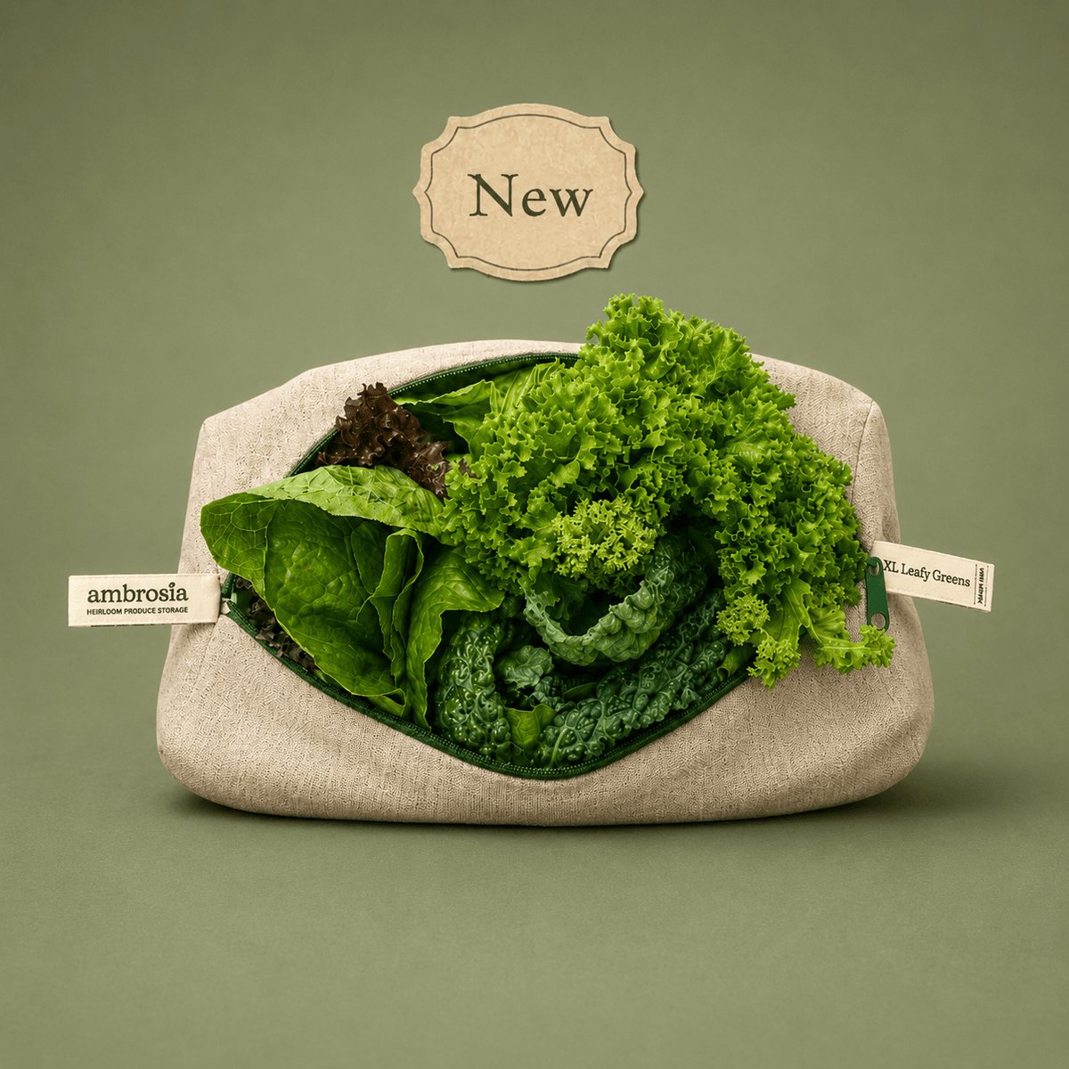 XL Leafy Greens Bag holding fresh lettuce in an extra large leafy greens storage bag for optimal moisture retention.