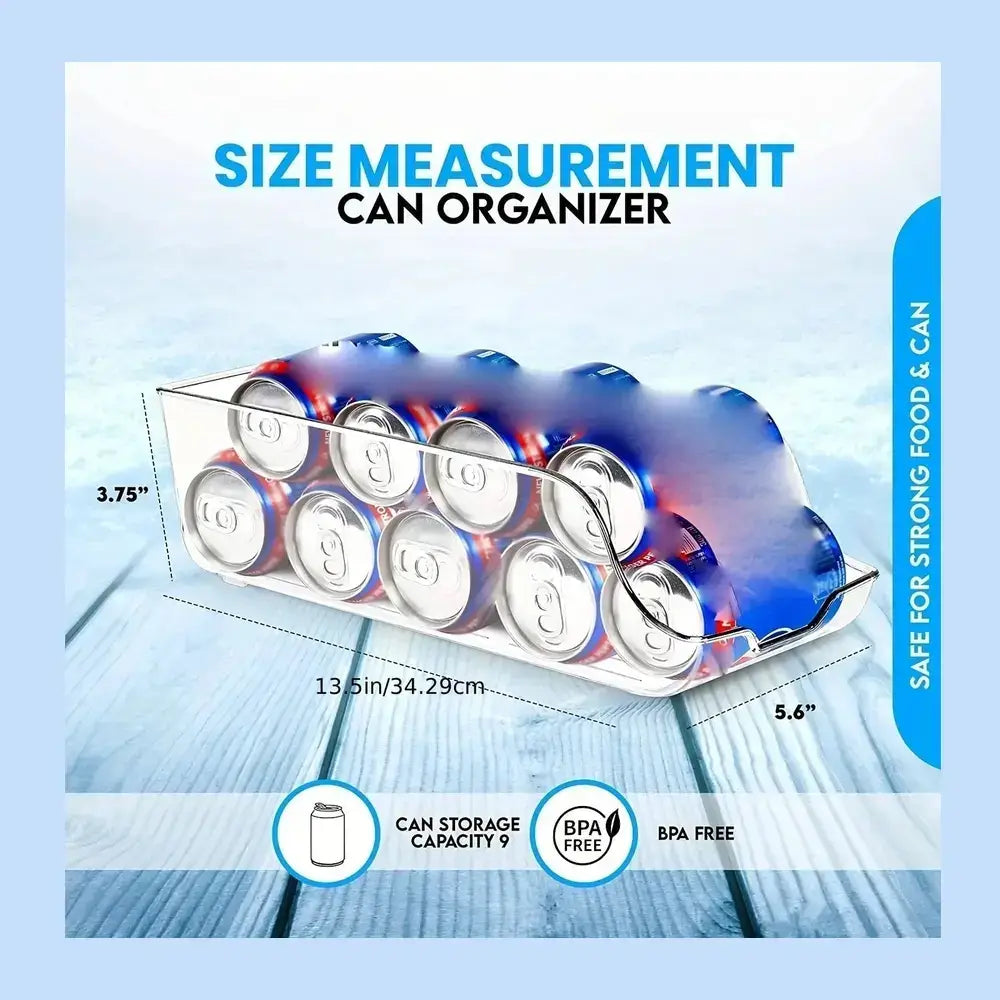Can dispenser refrigerator organizer bins for efficient storage.