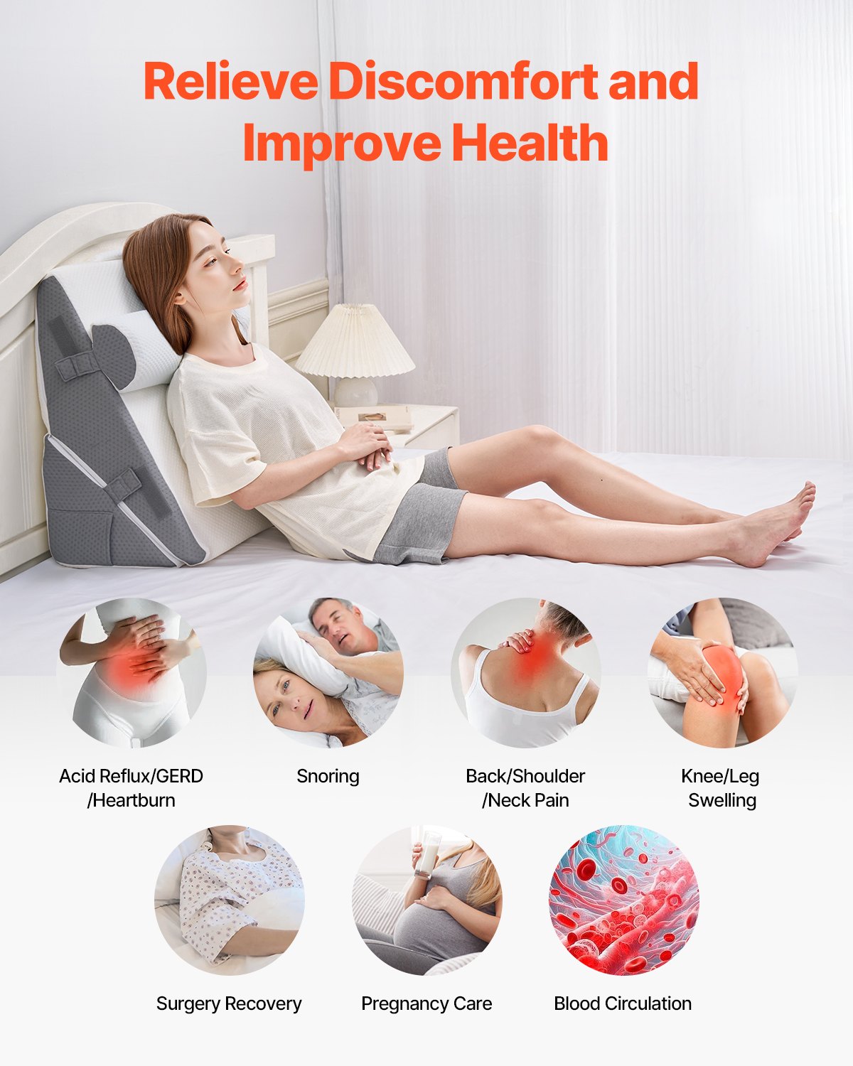 3-piece adjustable bed wedge pillow set - view 2