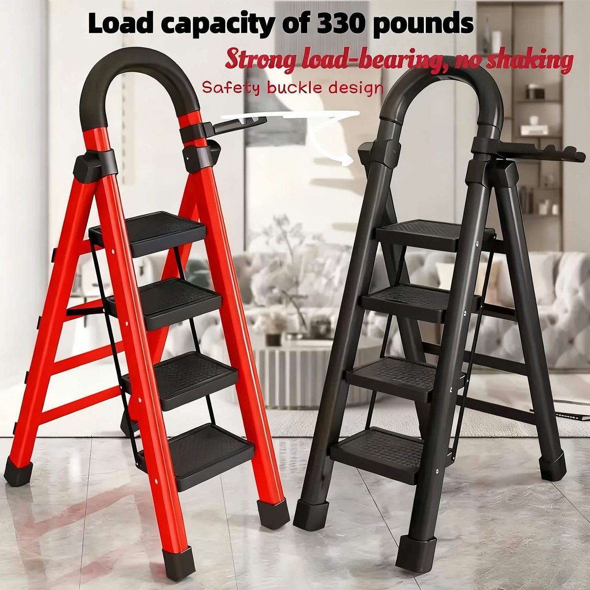 Folding Steel Step Ladder with Handrail – 3 or 4 Step