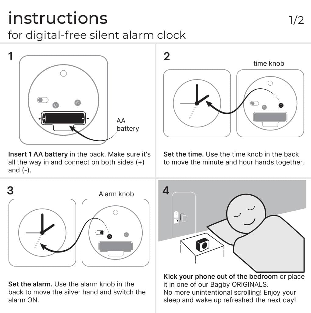 Bagby MINIMALIST - Silent Alarm Clock – Clocks