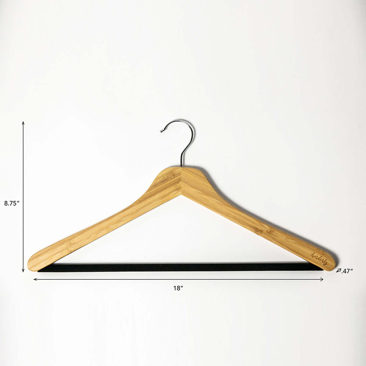 Bamboo hangers with non-slip velvet bar featuring black velvet bar, 18 inch width, ideal for pants and scarves