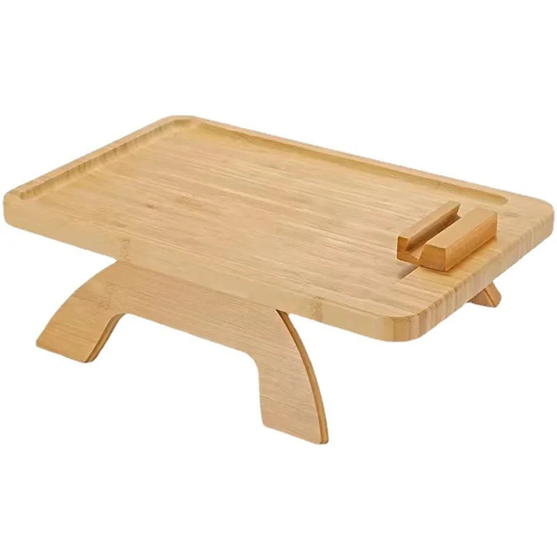 Bamboo Sofa Armrest Tray with Phone Holder – Foldable Side Table for Snacks & Drinks – Sofa Tray