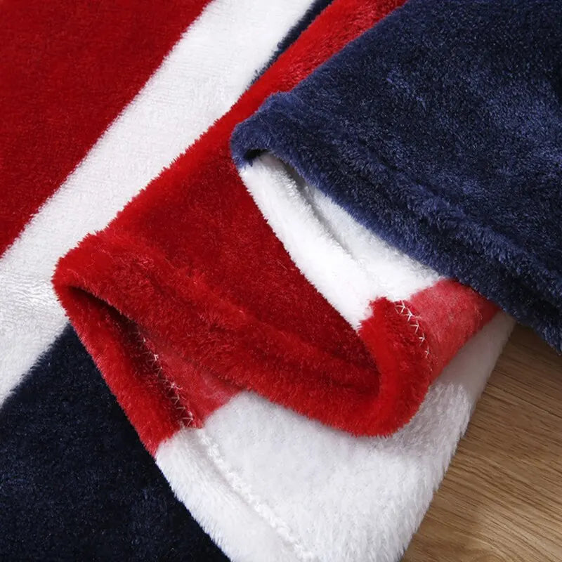 Warm Plush Throw Blanket — Striped European Style for Sofa, Bed & Travel – Home & Bedding