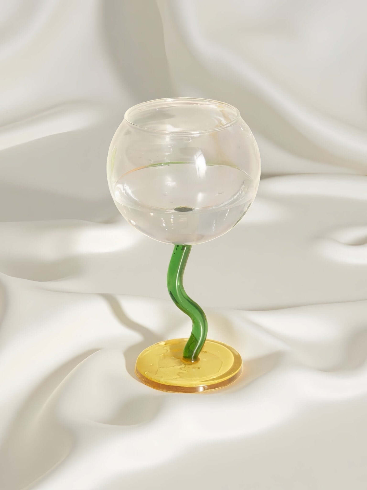 Handblown Bubble Wine Glass - Retro Whimsical Eclectic Wavy Stemmed Goblets-6
