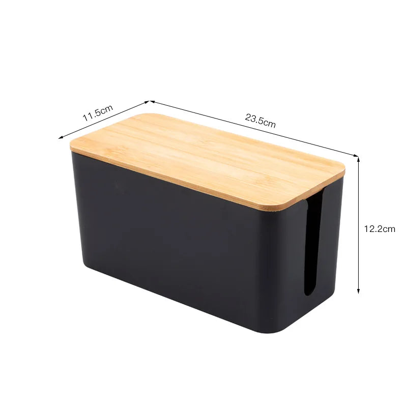 Bamboo Cable & Wire Storage Organizer Box – Storage & Organization