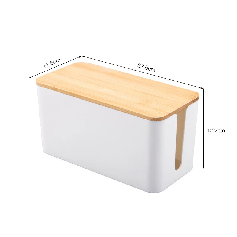 Bamboo Cable & Wire Storage Organizer Box – Storage & Organization