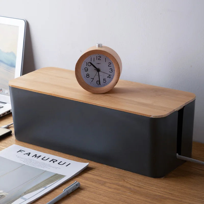 Bamboo Cable & Wire Storage Organizer Box – Storage & Organization