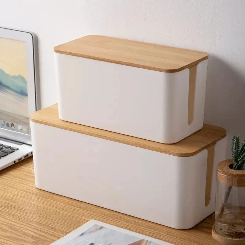 Bamboo Cable & Wire Storage Organizer Box – Storage & Organization