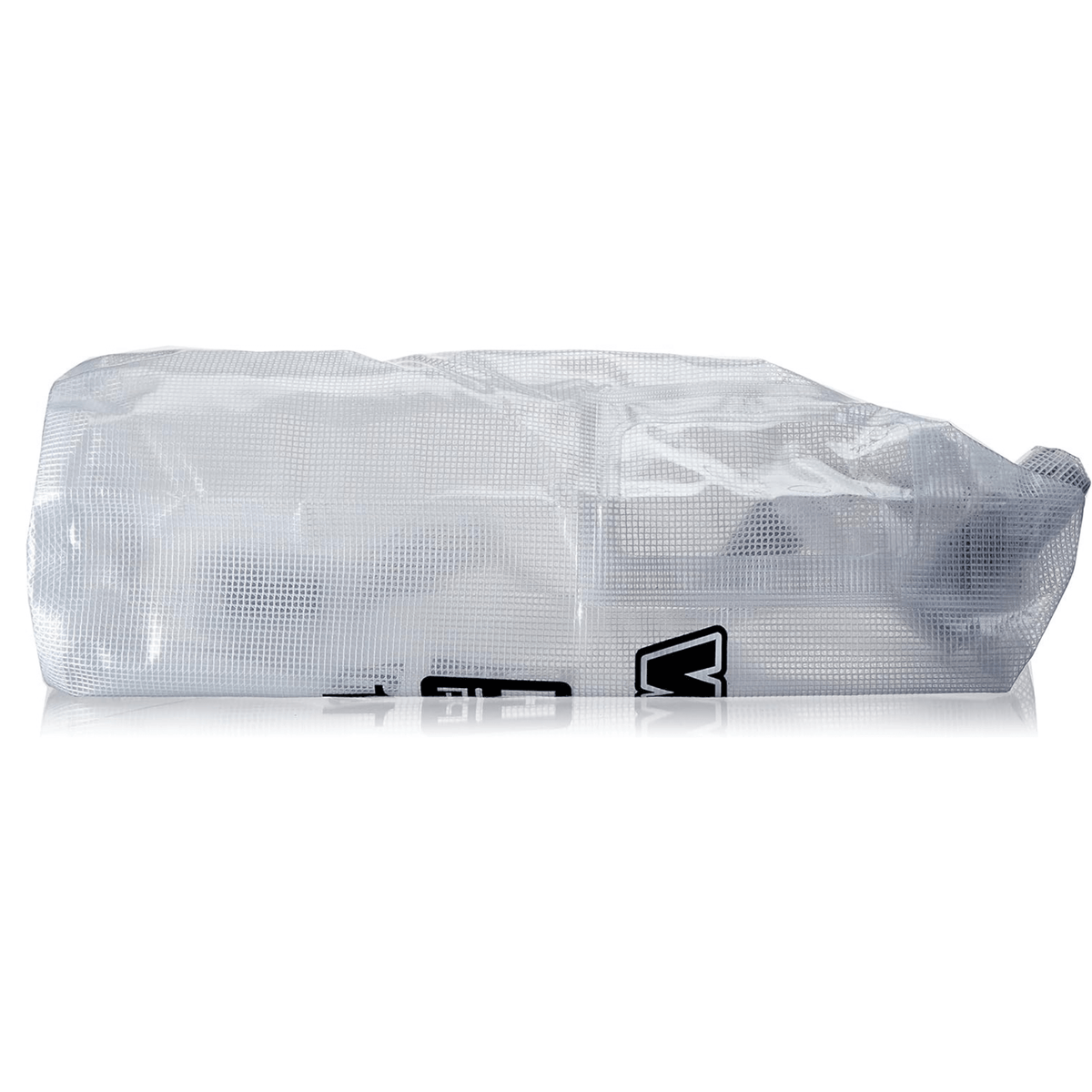 Clear 10-liter waterproof dry bag for keeping gear dry during water adventures.