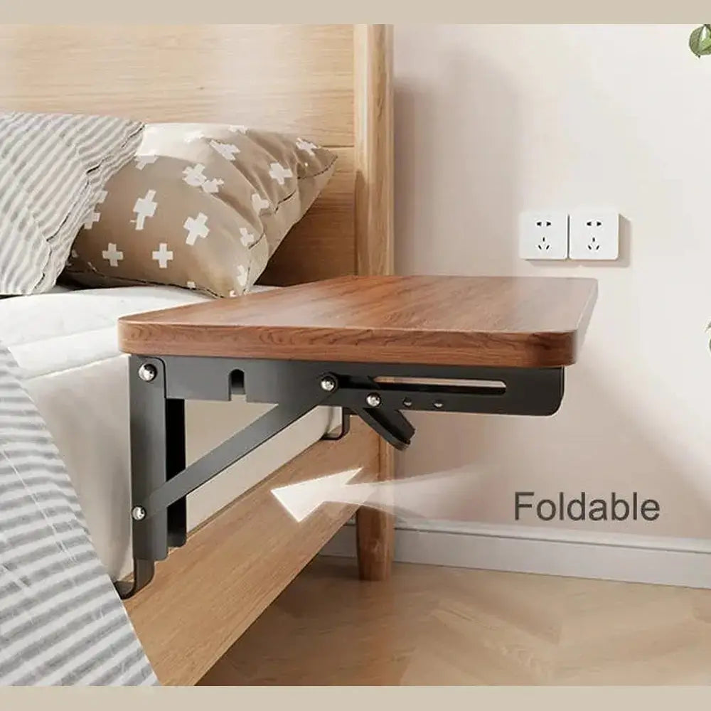 Clip-On Bedside Shelf Organizer attached to bed frame.